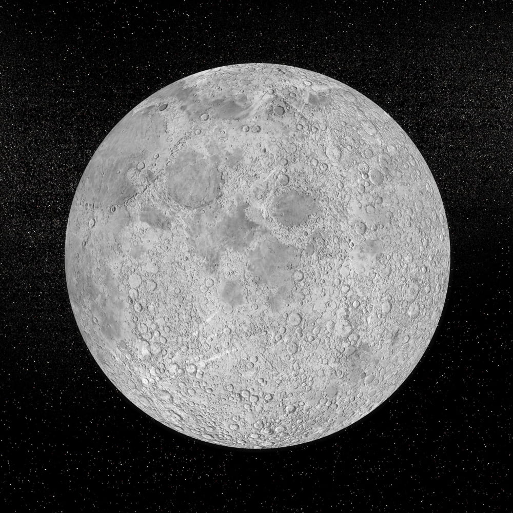 Artists concept of a full moon in the universe at night Canvas Art - Elena DuvernayStocktrek Images (29 x 29)