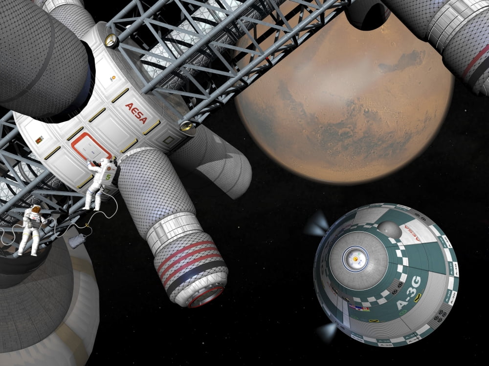 Artists concept of a future space exploration mission Canvas Art - Walter MyersStocktrek Images (17 x 13)