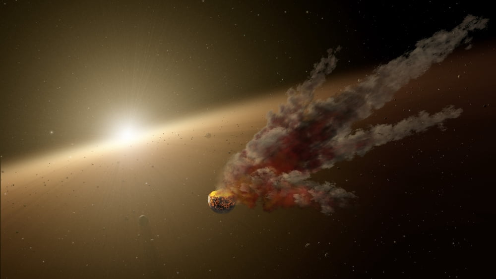 Artists concept of a large collision of astronomical objects Canvas Art - Stocktrek Images (38 x 22)