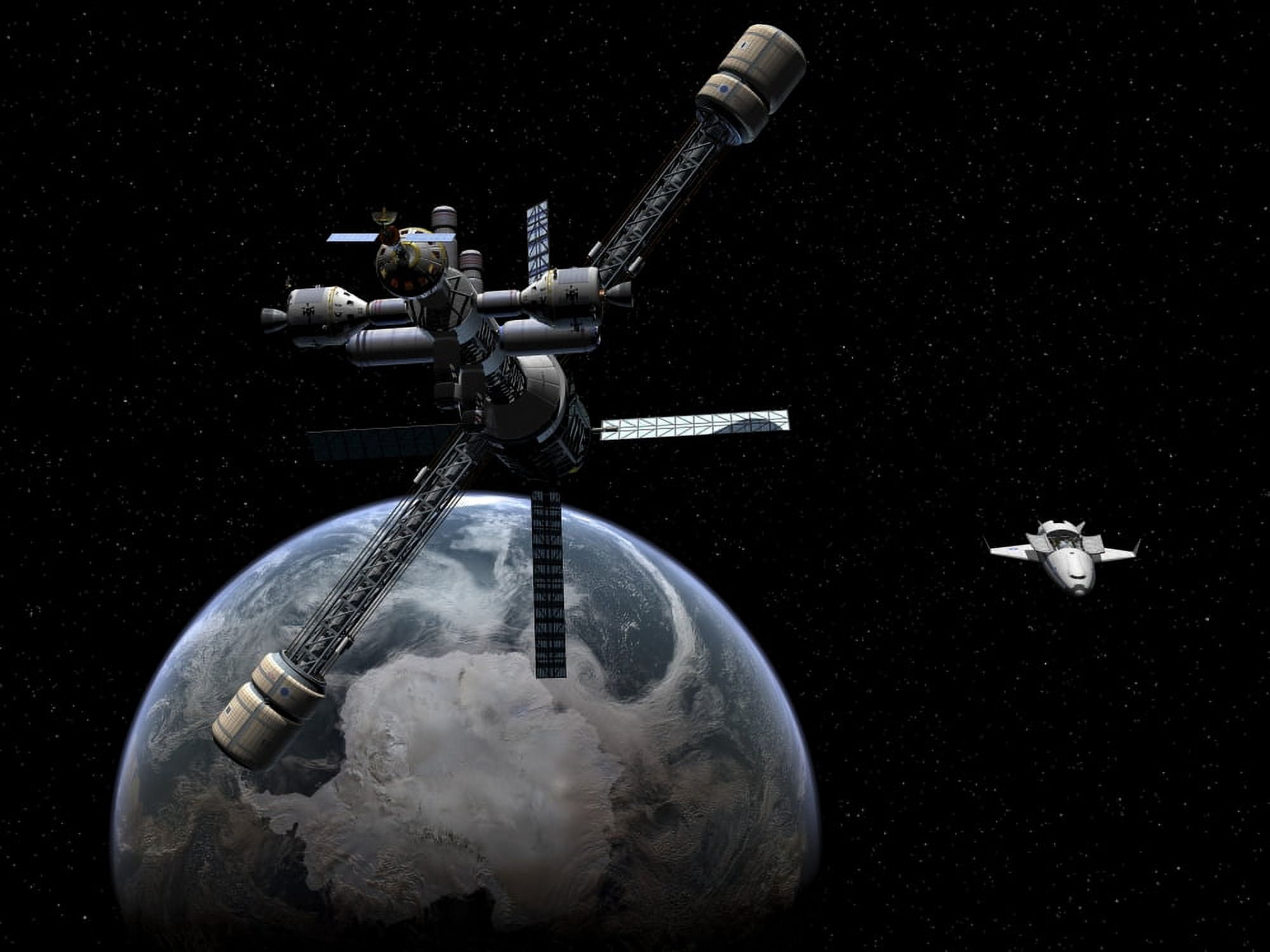 Artists concept of a lunar cycler approaching Earth Canvas Art - Walter MyersStocktrek Images (33 x 25)