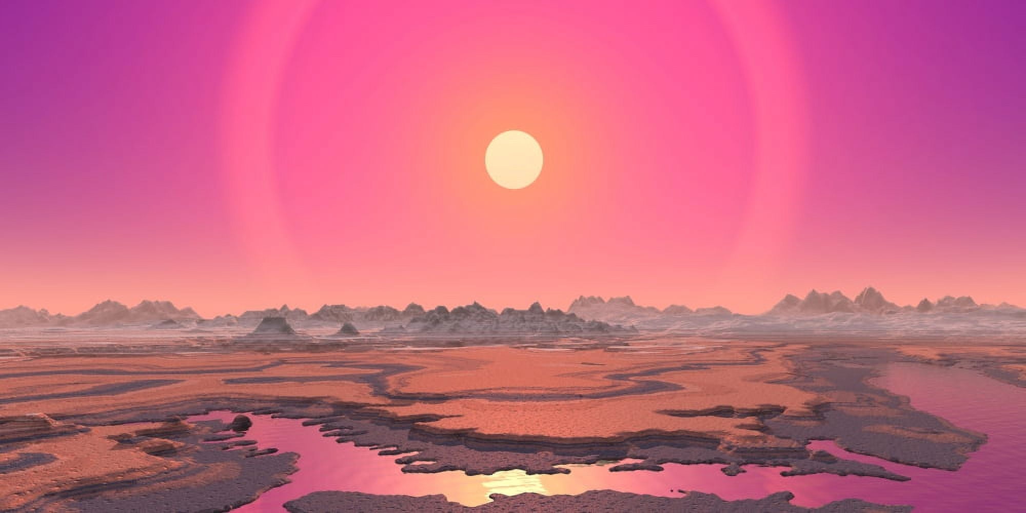 Artists concept of a red giant over a hypothetical planet Canvas Art - Walter MyersStocktrek Images (20 x 10)