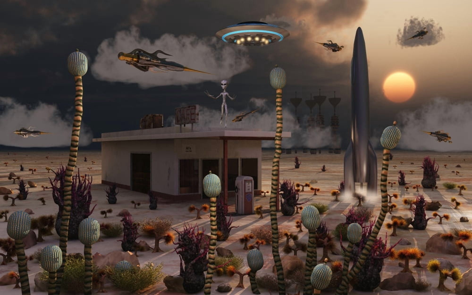 Artists concept of a science fiction alien landscape Canvas Art - Mark StevensonStocktrek Images (18 x 12)