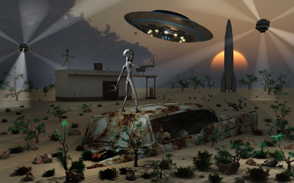 Artists concept of a science fiction alien landscape Canvas Art - Mark StevensonStocktrek Images (36 x 23)