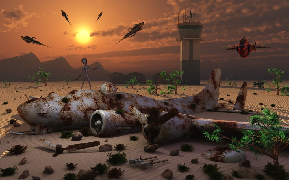 Artists concept of a science fiction alien landscape Canvas Art - Mark StevensonStocktrek Images (36 x 23)