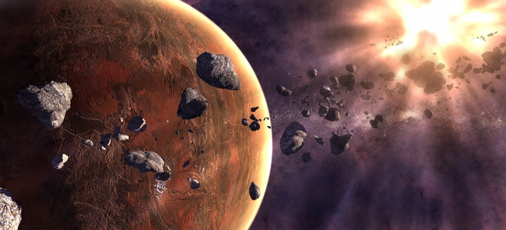 Artists concept of a supernova about to incinerate this planetary system Canvas Art - Frieso HoevelkampStocktrek Images (42 x 19)