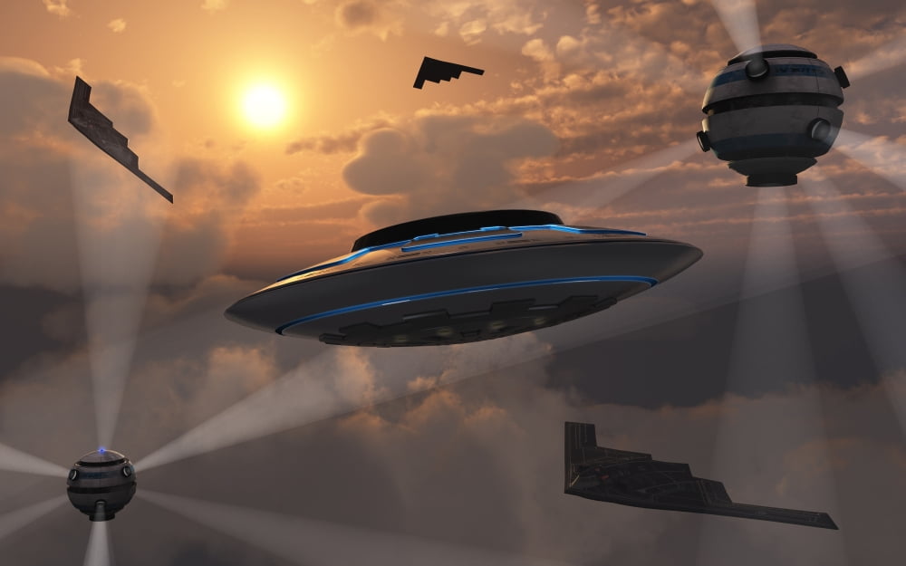 Artists concept of alien stealth technology Canvas Art - Mark StevensonStocktrek Images (18 x 12)