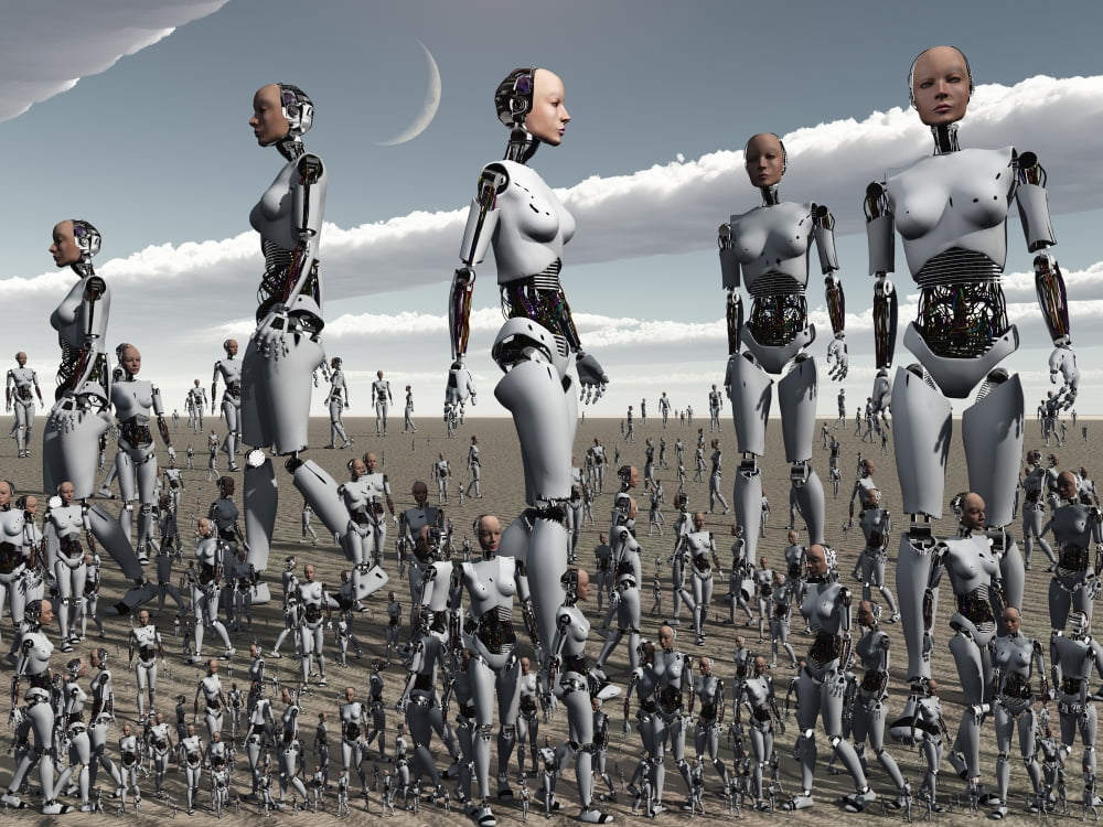 Artists concept of an abundance of androids with artificial intelligence Canvas Art - Mark StevensonStocktrek Images (17 x 13)