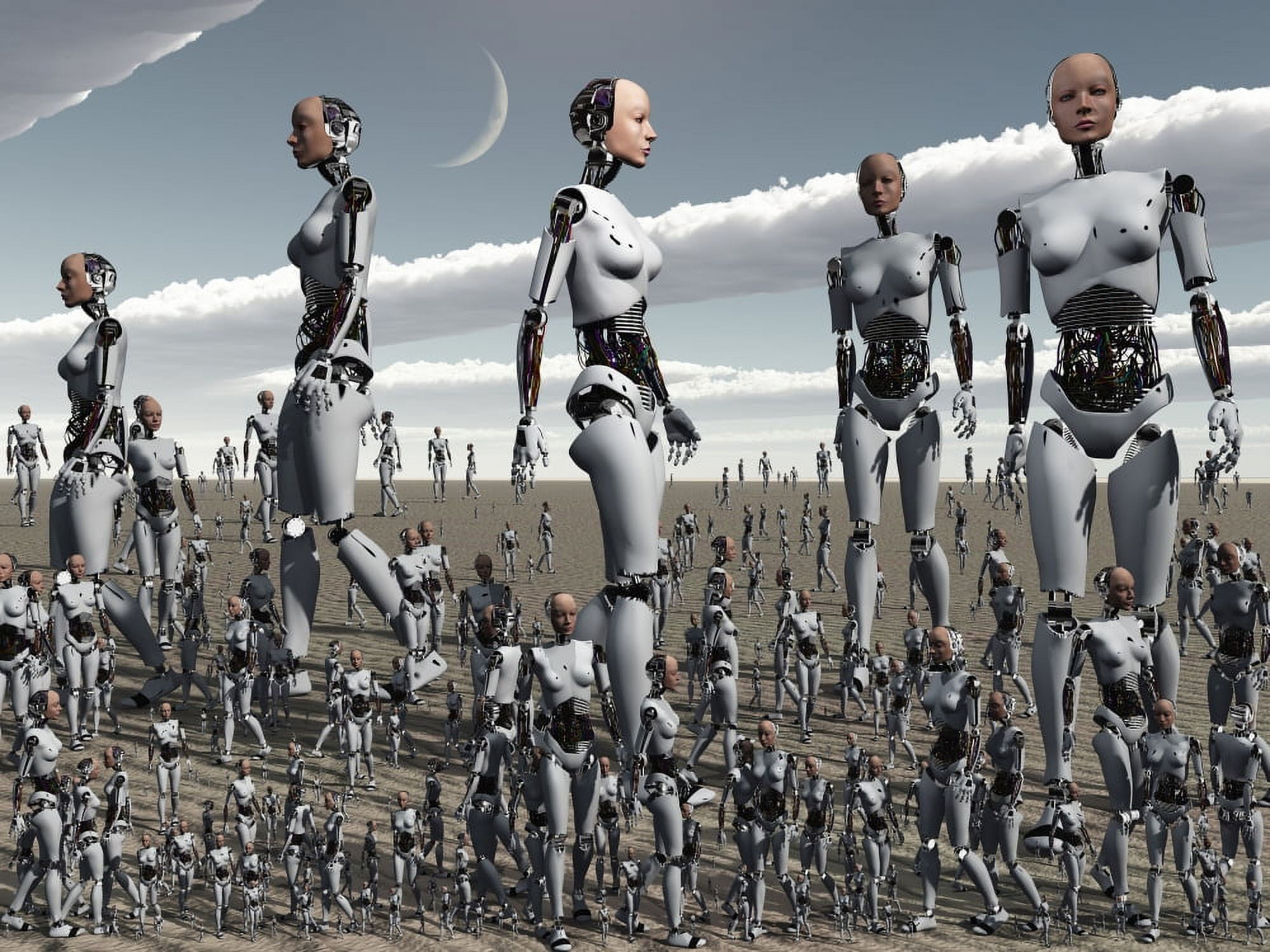 Artists concept of an abundance of androids with artificial intelligence Canvas Art - Mark StevensonStocktrek Images (33 x 25)