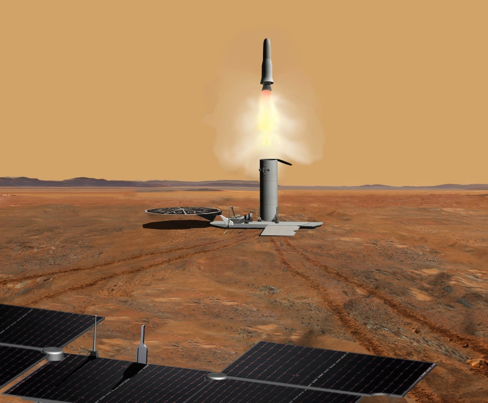 Artists concept of an ascent vehicle leaving Mars Canvas Art - Stocktrek Images (31 x 26)