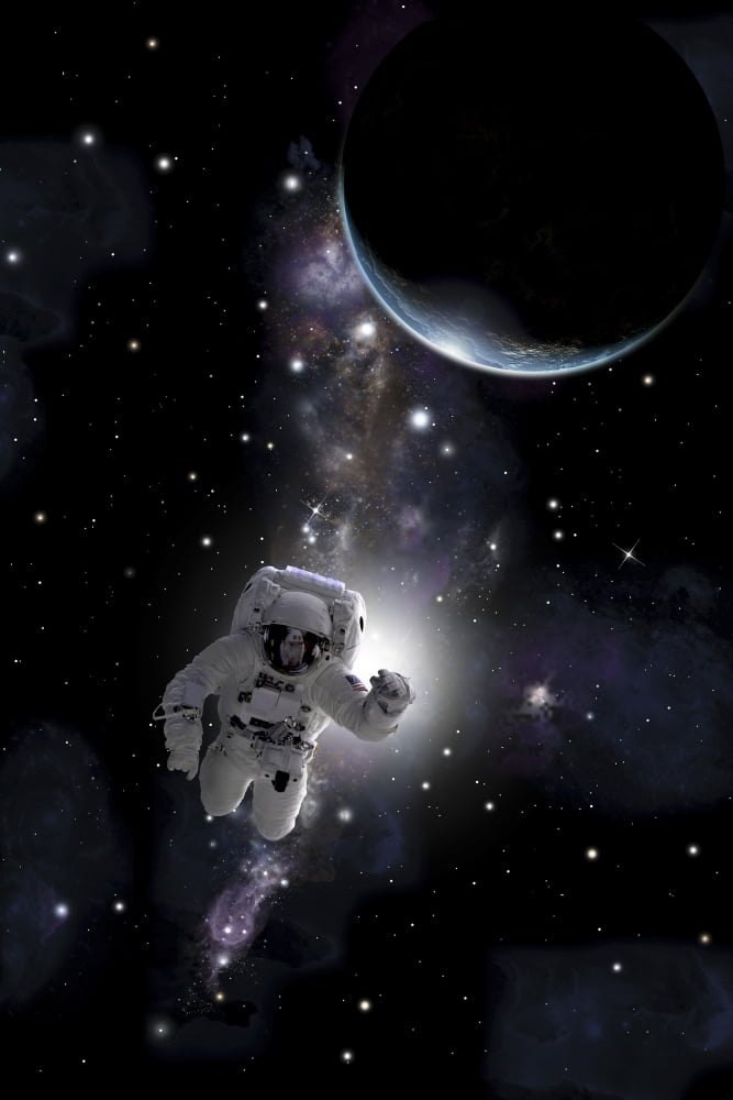 Artists concept of an astronaut floating in outer space Canvas Art - Marc WardStocktrek Images (24 x 35)
