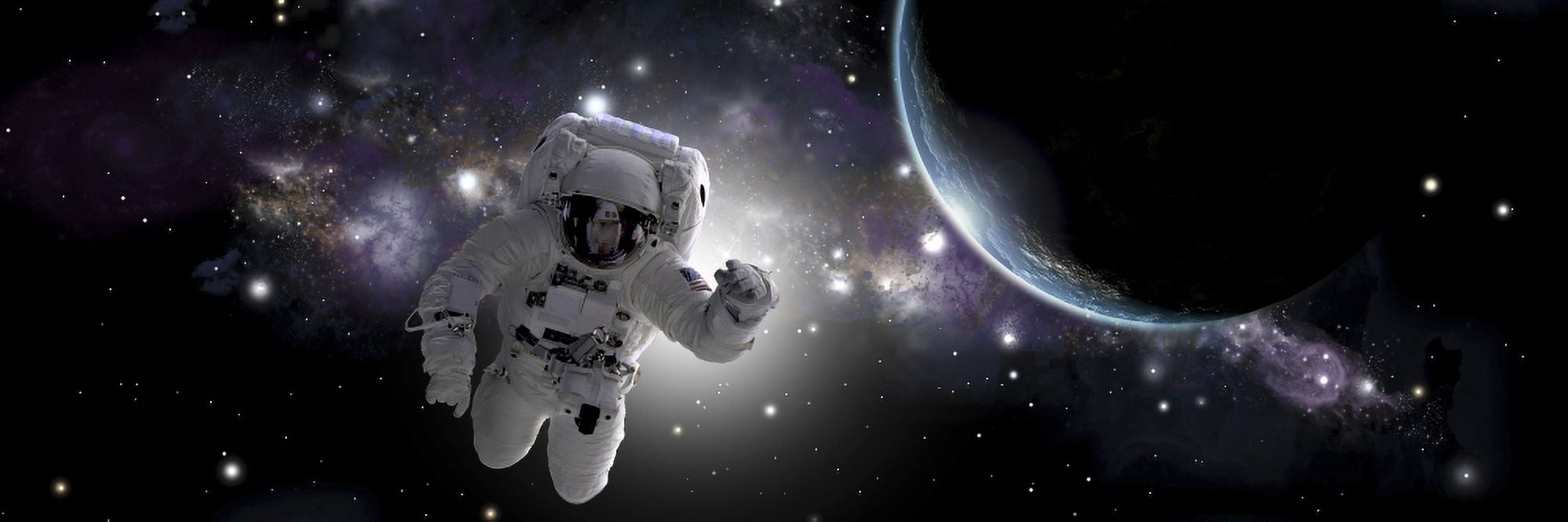 Artists concept of an astronaut floating in outer space Canvas Art - Marc WardStocktrek Images (48 x 16)
