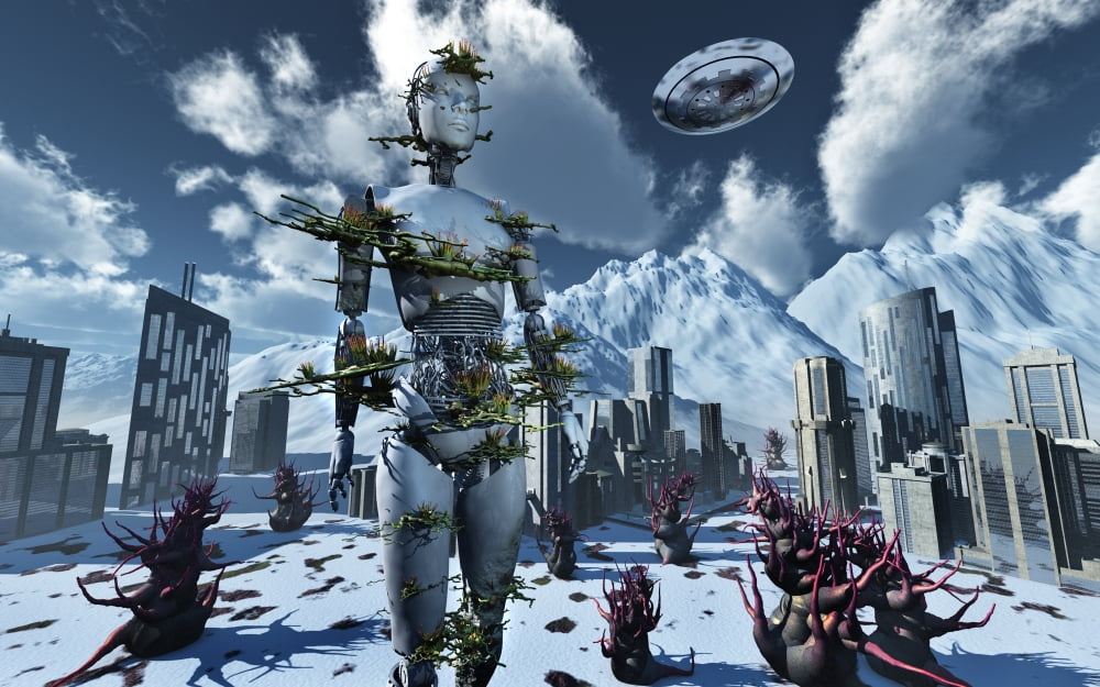 Artists concept of an ice age in the future the past or on an alien world Canvas Art - Mark StevensonStocktrek Images (18 x 12)