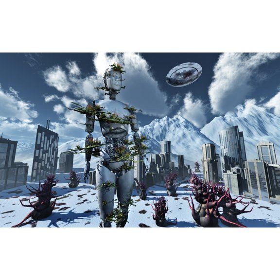Artists concept of an ice age in the future the past or on an alien world Canvas Art - Mark StevensonStocktrek Images (36 x 23)