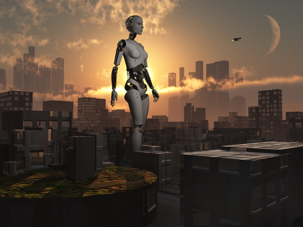 Artists concept of androids governing and controlling society Canvas Art - Mark StevensonStocktrek Images (33 x 25)