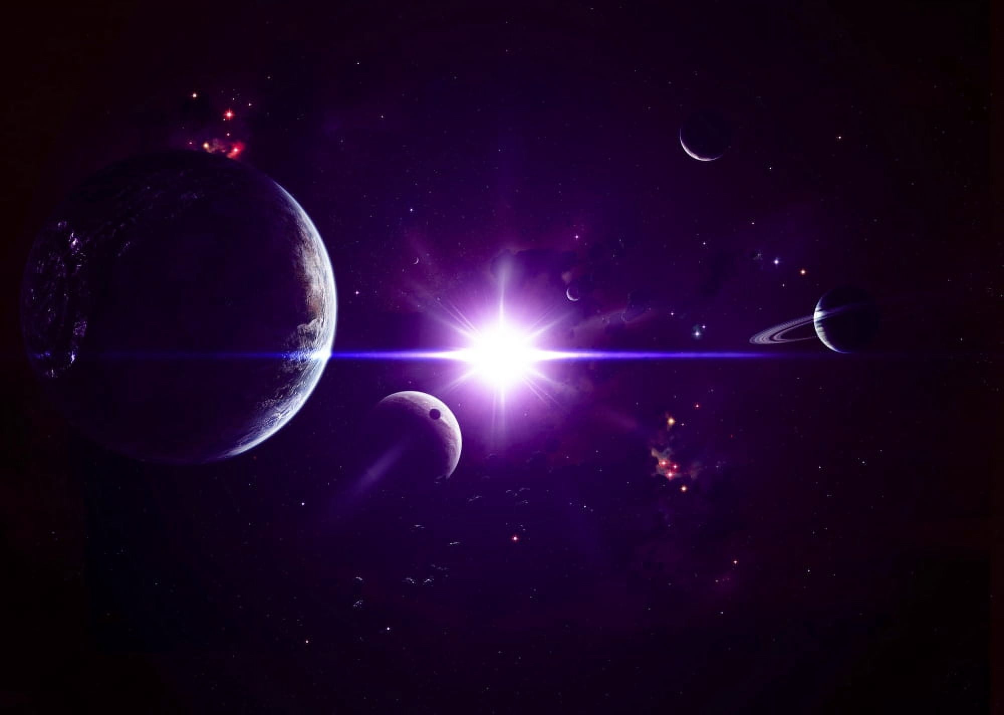 Artists concept of jovian planets composed of gas and ice and the moons around them Canvas Art - Kevin LafinStocktrek Images (34 x 24)