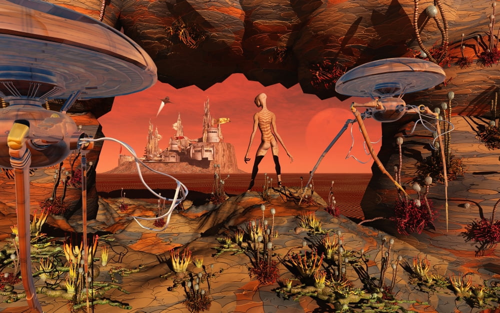 Artists concept of life on Mars before it became the lifeless planet we know today Canvas Art - Mark StevensonStocktrek Images (18 x 12)