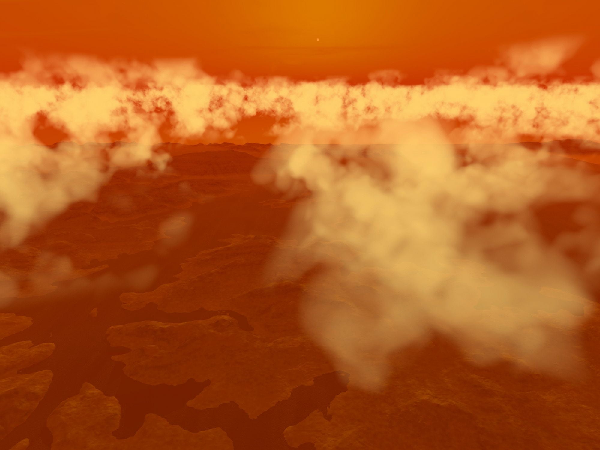 Artists concept of methane clouds over Titans south pole Canvas Art - Walter MyersStocktrek Images (17 x 13)