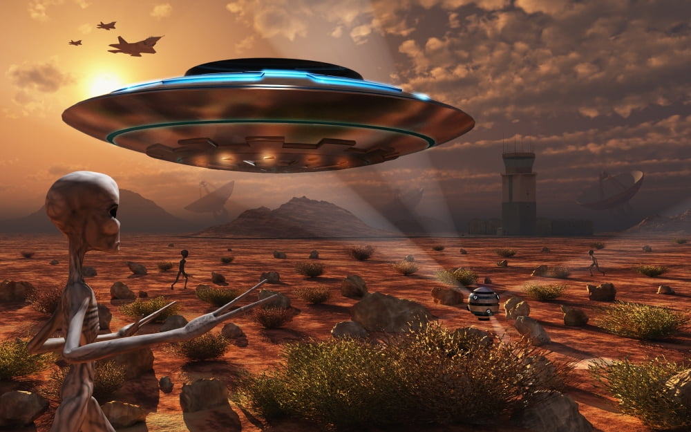 Artists concept of stealth technology being developed on Area 51 Canvas Art - Mark StevensonStocktrek Images (18 x 12)