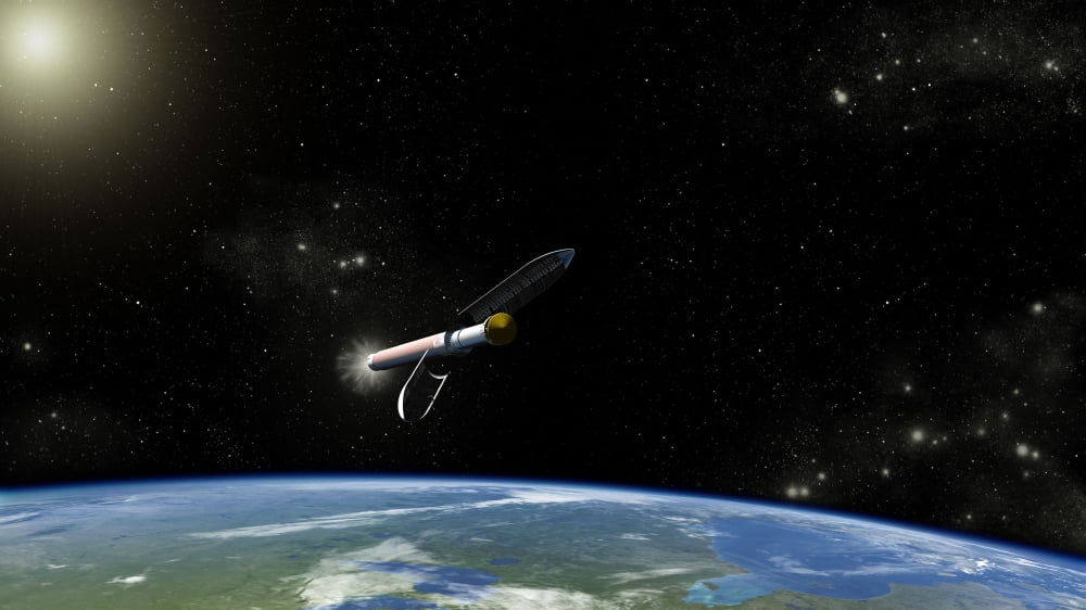 Artists concept of the Atlas V541 launch vehicle in orbit Canvas Art - Stocktrek Images (38 x 21)