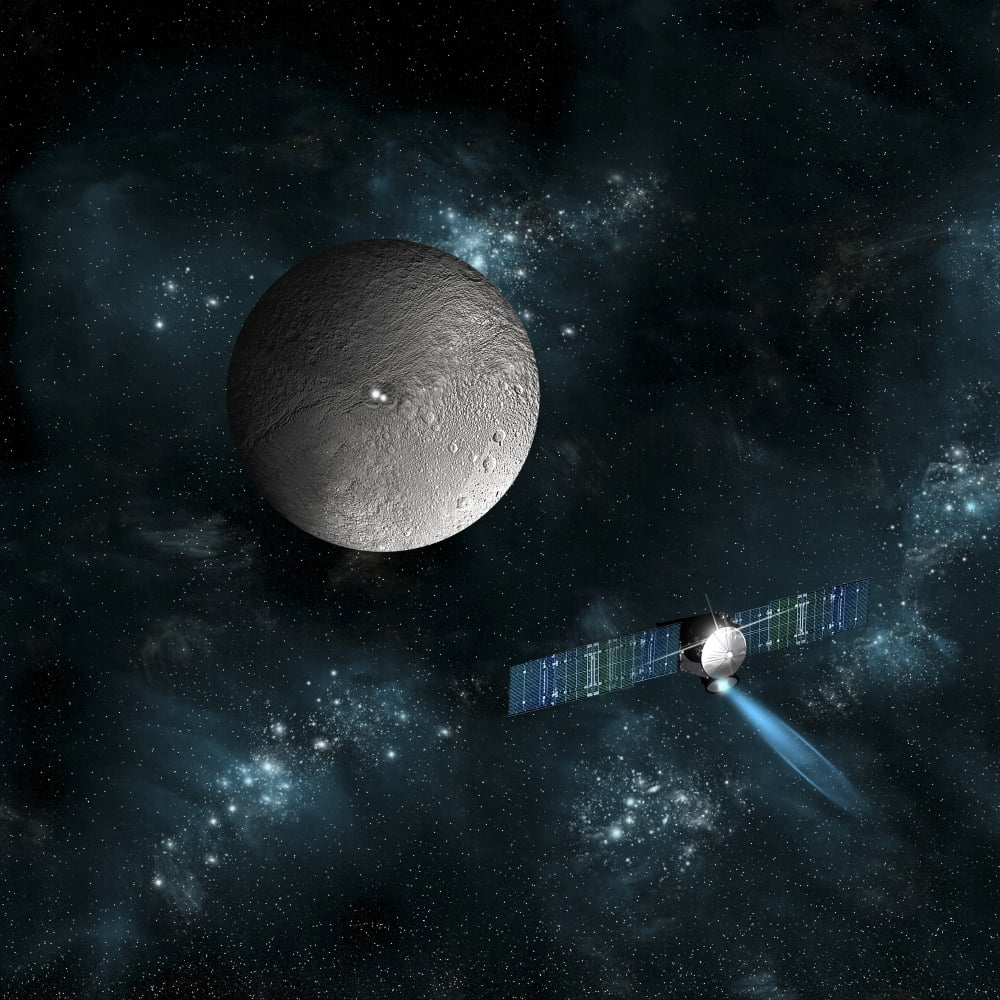 Artists concept of the Dawn spacecraft as it approaches an encounter with Ceres Canvas Art - Marc WardStocktrek Images (29 x 29)
