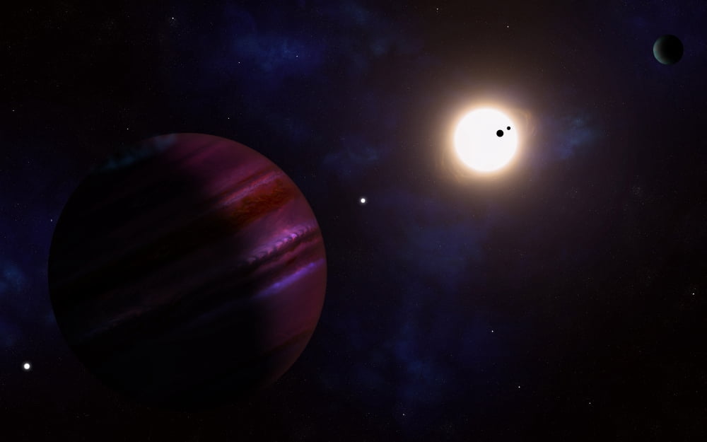 Artists concept of the Kepler-11 planetary system Canvas Art - Fahad SulehriaStocktrek Images (18 x 12)