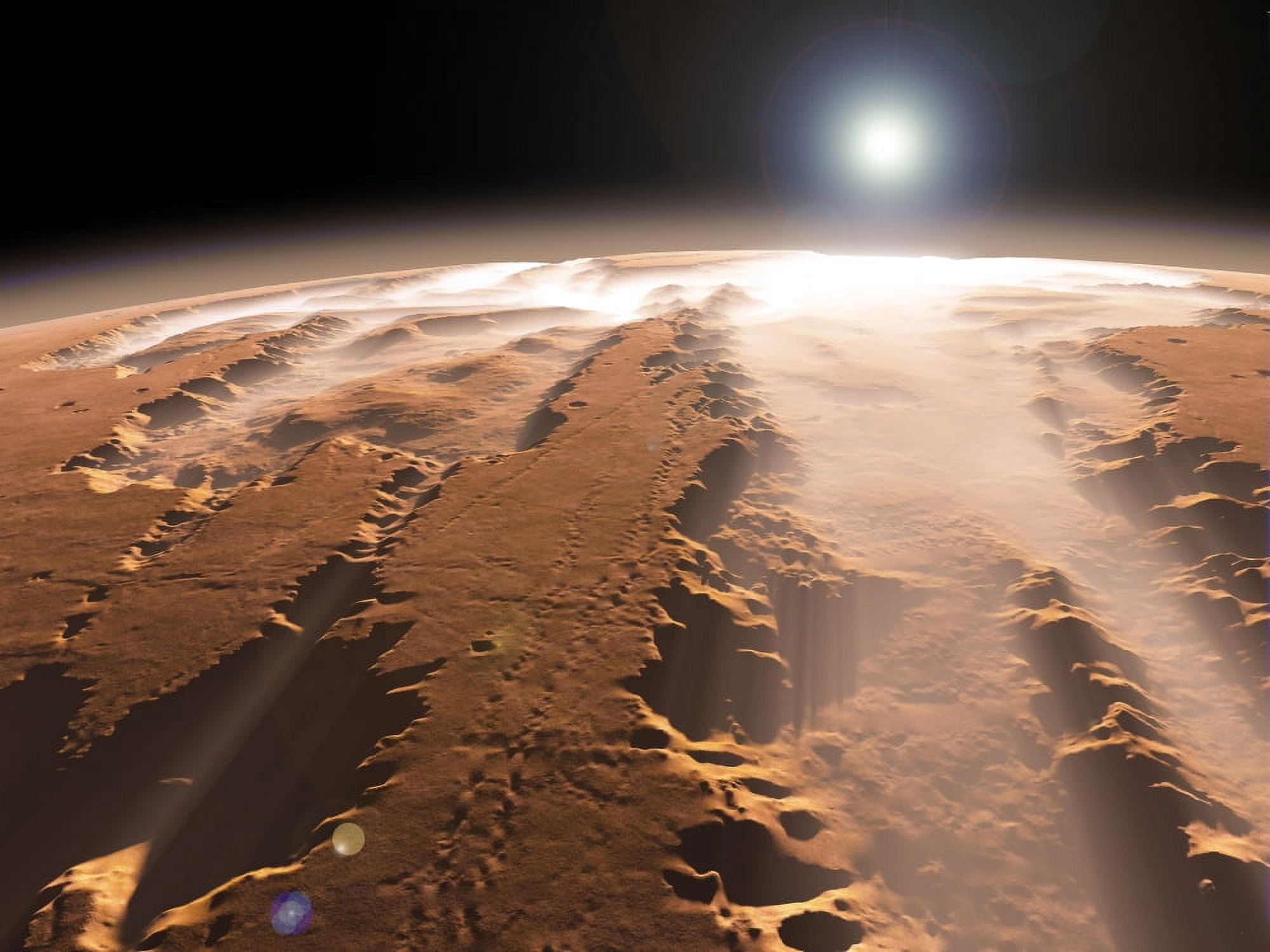 Artists concept of the Valles Marineris canyons on Mars Canvas Art - Walter MyersStocktrek Images (33 x 25)