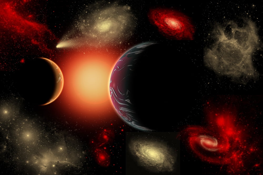 Artists concept of the cosmic wonders of the universe Canvas Art - Mark StevensonStocktrek Images (34 x 23)