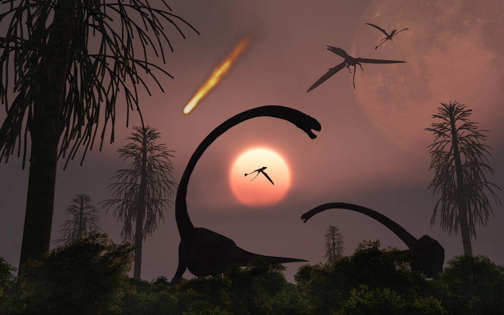 Artists concept of the extinction of prehistoric Earth Canvas Art - Mark StevensonStocktrek Images (36 x 23)