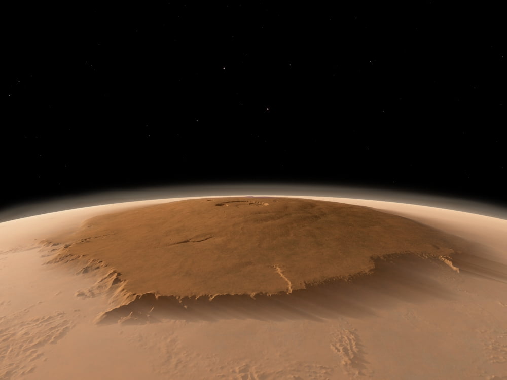 Artists concept of the northwest side of the Olympus Mons volcano on Mars Canvas Art - Walter MyersStocktrek Images (33 x 25)