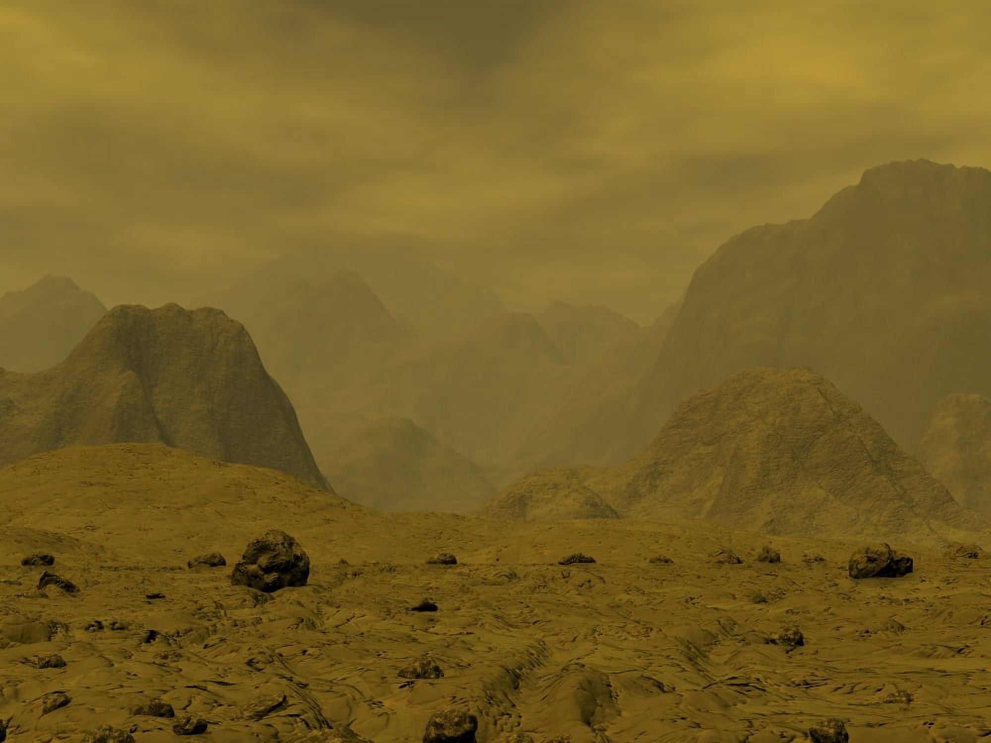 Artists concept of the surface of Venus Canvas Art - Walter MyersStocktrek Images (33 x 25)