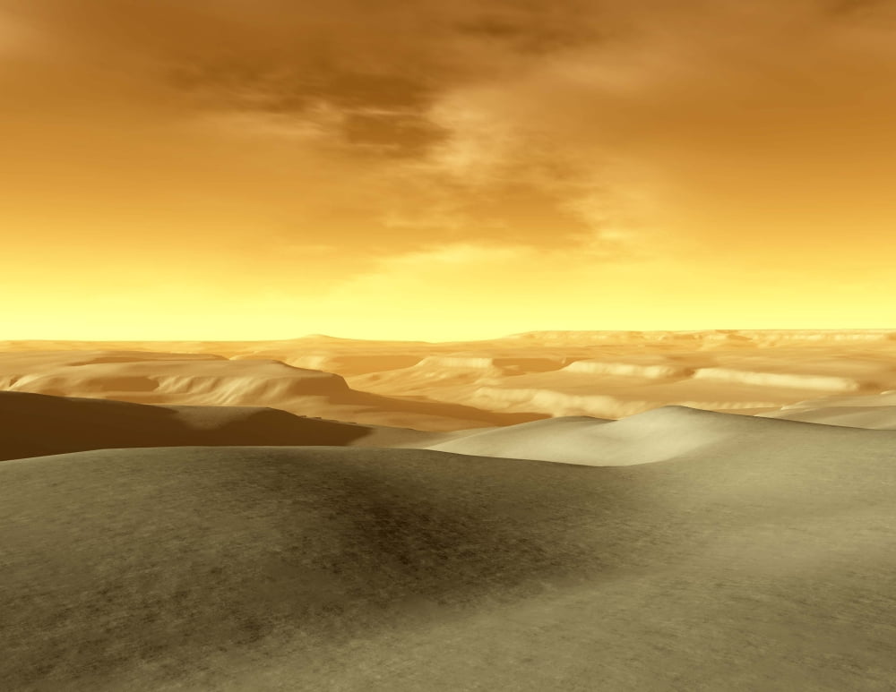 Artists concept of the terrain near the south pole of Mars Canvas Art - Ron MillerStocktrek Images (16 x 13)