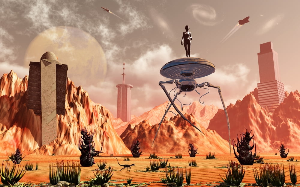 Artists concept of what life on Mars may look like in the future Canvas Art - Mark StevensonStocktrek Images (18 x 12)