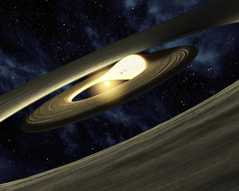 Artists concept showing a lump of material in a swirling planet-forming disk Canvas Art - Stocktrek Images (32 x 25)