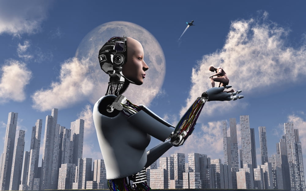 Artists concept where technology takes over mankind Canvas Art - Mark StevensonStocktrek Images (18 x 12)
