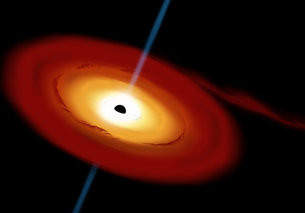 Artists depiction of a black hole and its accretion disk in interstellar space Canvas Art - Marc WardStocktrek Images (17 x 12)