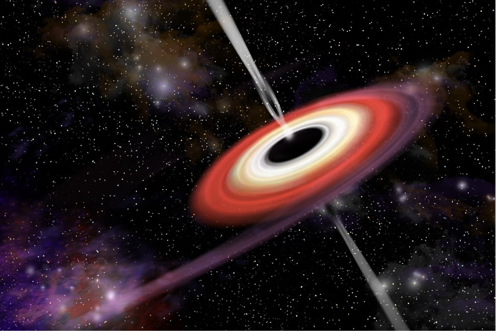 Artists depiction of a black hole and its accretion disk in interstellar space Canvas Art - Marc WardStocktrek Images (18 x 12)