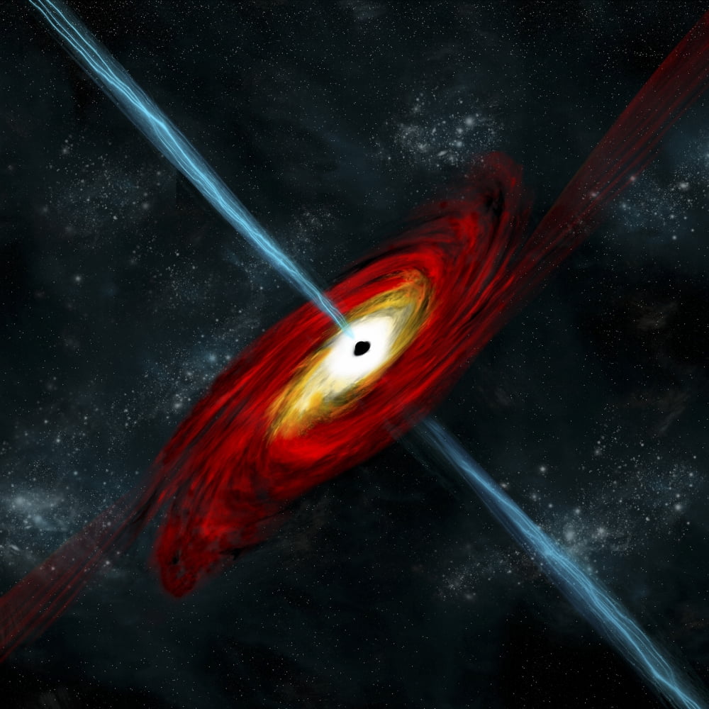 Artists depiction of a black hole in interstellar space Canvas Art - Marc WardStocktrek Images (29 x 29)
