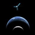 thumbnail image 1 of Artists depiction of a satellite in orbit around an Earth-like world and moon Poster Print, 1 of 2