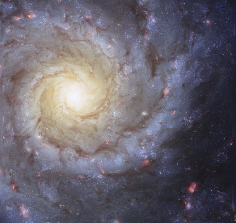 Artists painting of spiral galaxy Messier 74 Canvas Art - Carlyn IversonStocktrek Images (29 x 28)