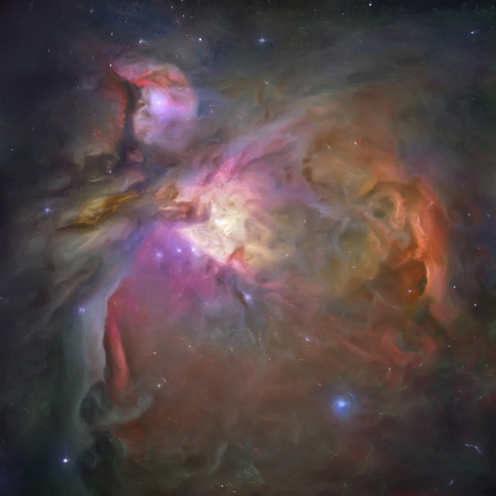 Artists painting of the Orion Nebula also known as M42 or NGC 1976 Canvas Art - Carlyn IversonStocktrek Images (28 x 28)