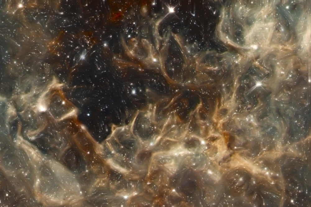 Artists painting of the starforming region in the Tarantula Nebula Canvas Art - Carlyn IversonStocktrek Images (35 x 23)