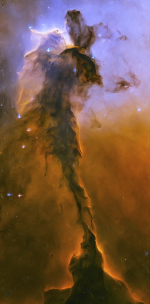 Artists painting of the stellar spire within M16 the Eagle Nebula Canvas Art - Carlyn IversonStocktrek Images (10 x 20)
