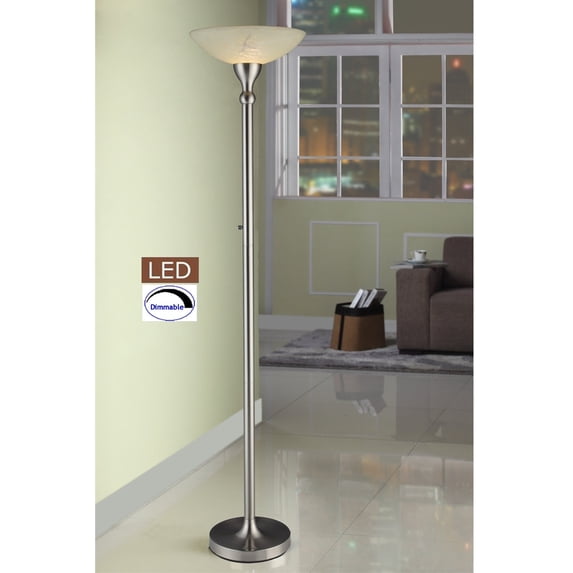 Artiva 71" LED Torchiere Floor Lamp with Alabaster Glass Shade and Dimmer