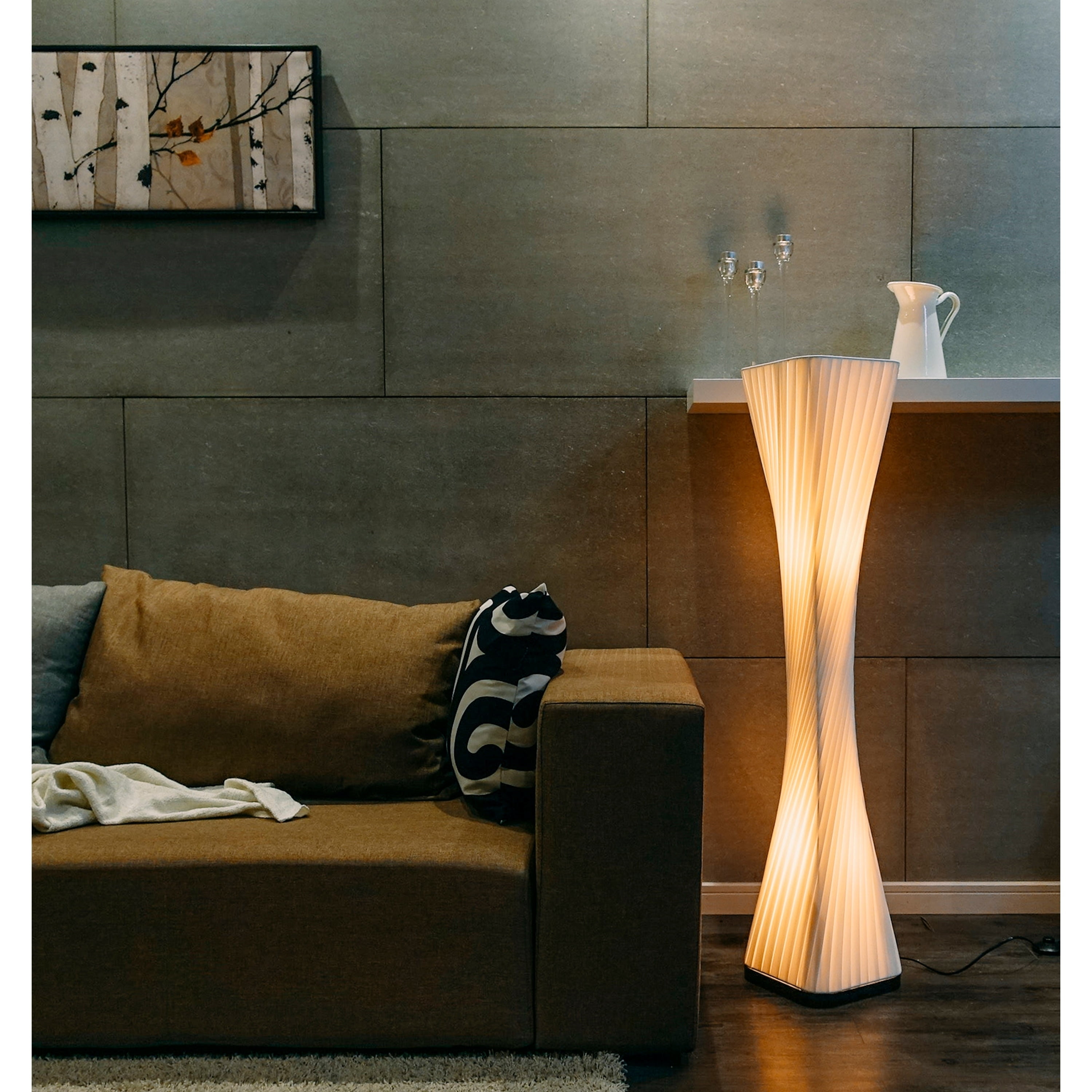 Ballerina 48" Modern Twist Black Floor Lamp with Polyethylene Shade