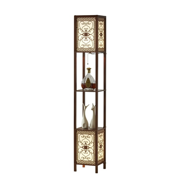 Copper Grove Arans Infinity Heart Shelf 64-inch Espresso Floor Lamp walnut Brown