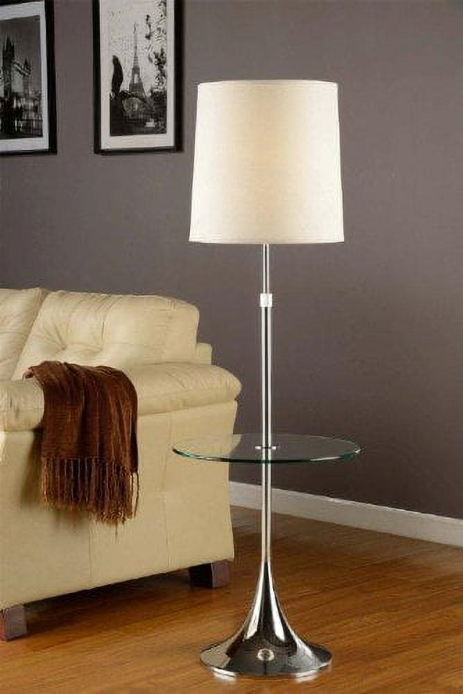 Enzo Modern Chrome 22" Adjustable Floor Lamp with Tempered Glass Table