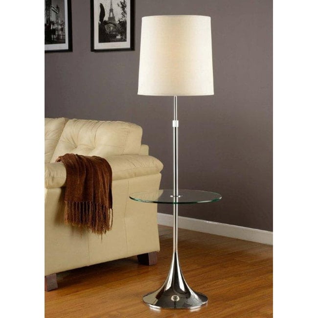 Enzo Modern Chrome 22" Adjustable Floor Lamp with Tempered Glass Table