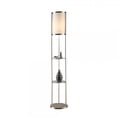 thumbnail image 1 of Artiva USA Exeter, Modern Design, 63-Inch Brushed Steel Finish Durable Glass Display Shelf Floor Lamp with Smooth Silk Shade, 1 of 2