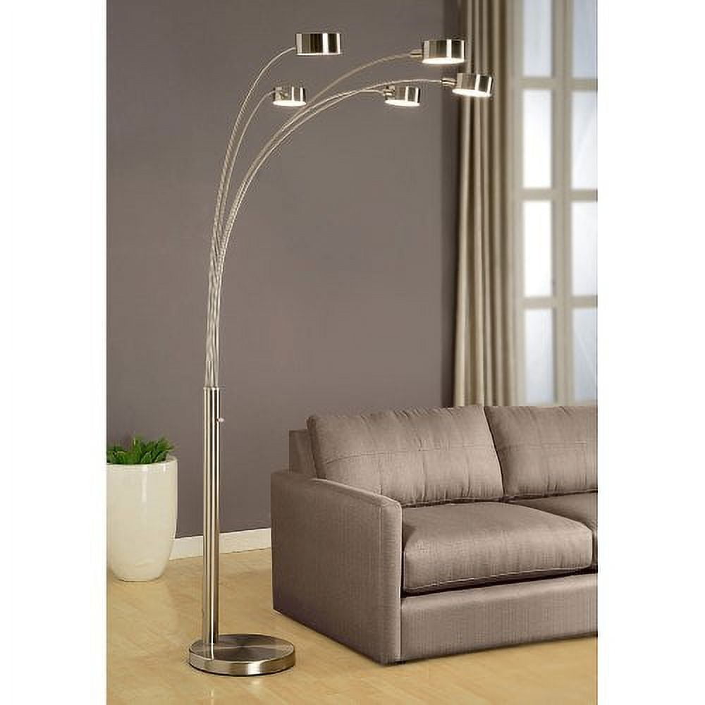 Artiva USA Micah  88" 5-Arc Brushed Steel Floor Lamp w/ Dimmer Switch