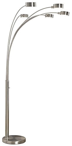 Artiva USA Micah  88" 5-Arc Brushed Steel Floor Lamp w/ Dimmer Switch